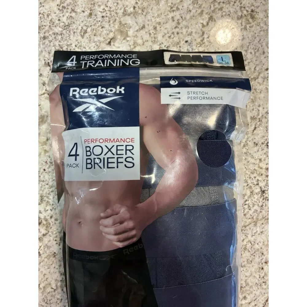 Reebok LARGE Performance Boxer Briefs 4 Pack